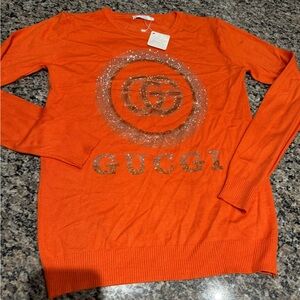 Bright Orange Crew Neck Sweater